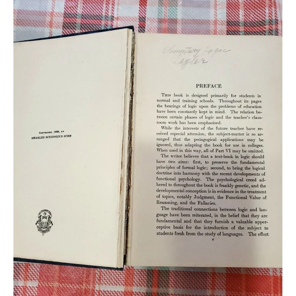 1909 Elementary Logic William J Taylor Charles Scribner's Sons Antique Book Fair